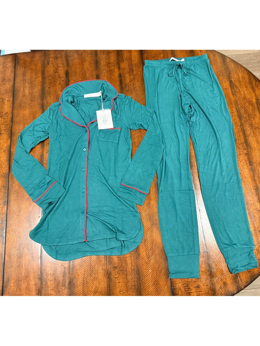 Rachel Parcell Modal Jersey Pajama Set Dark Emerald Cherry NWT XXS